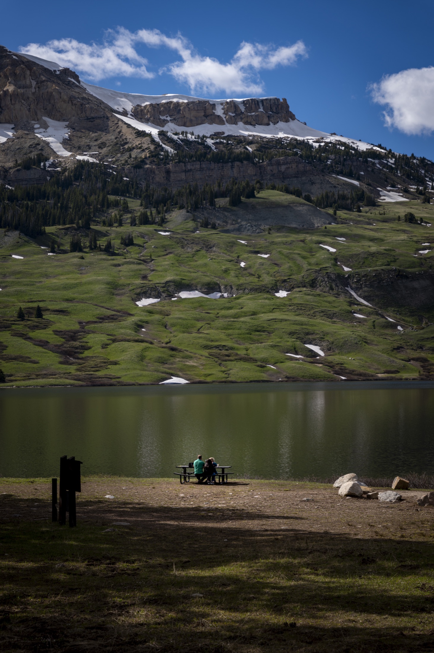 Picnic by an alpine lake on the Beartooth